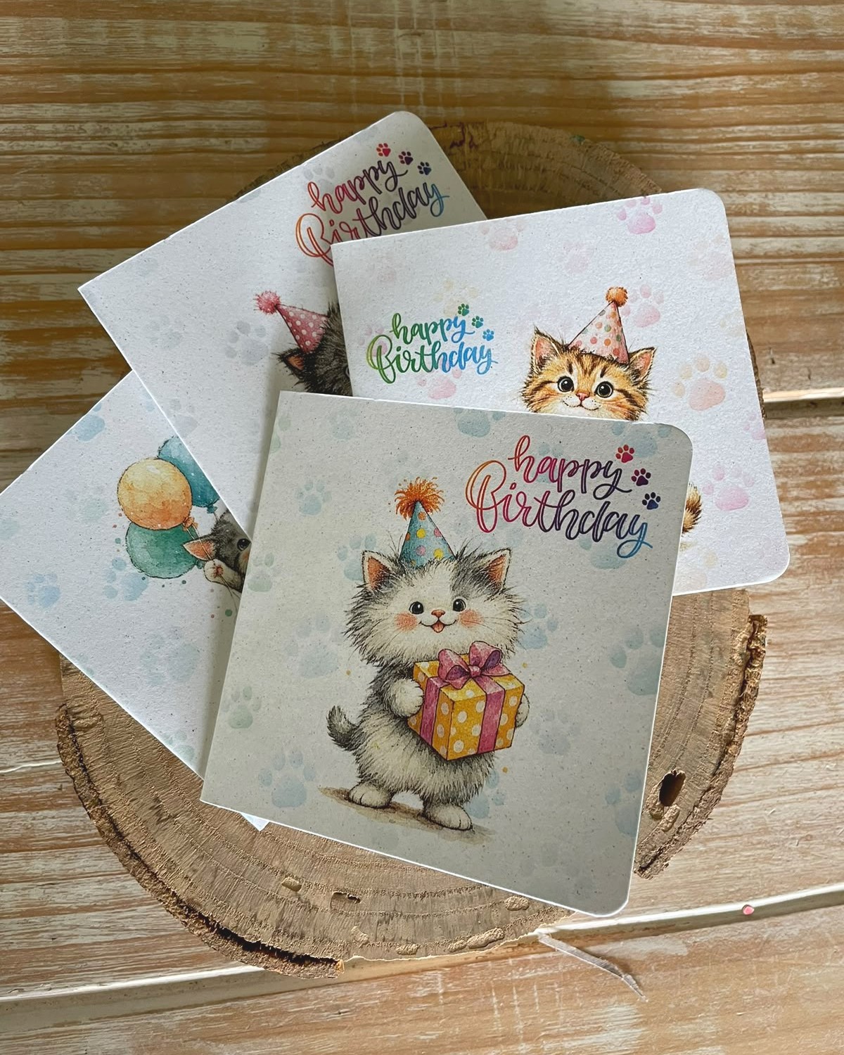 Biglietti di compleanno Happy Miao Day in carta piantabile